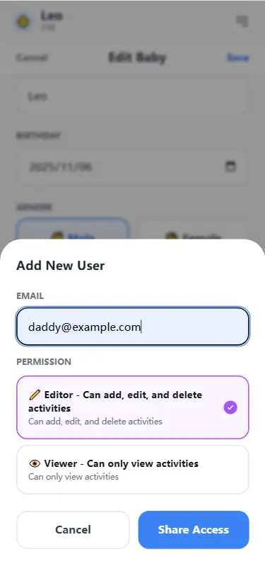 Family sharing settings